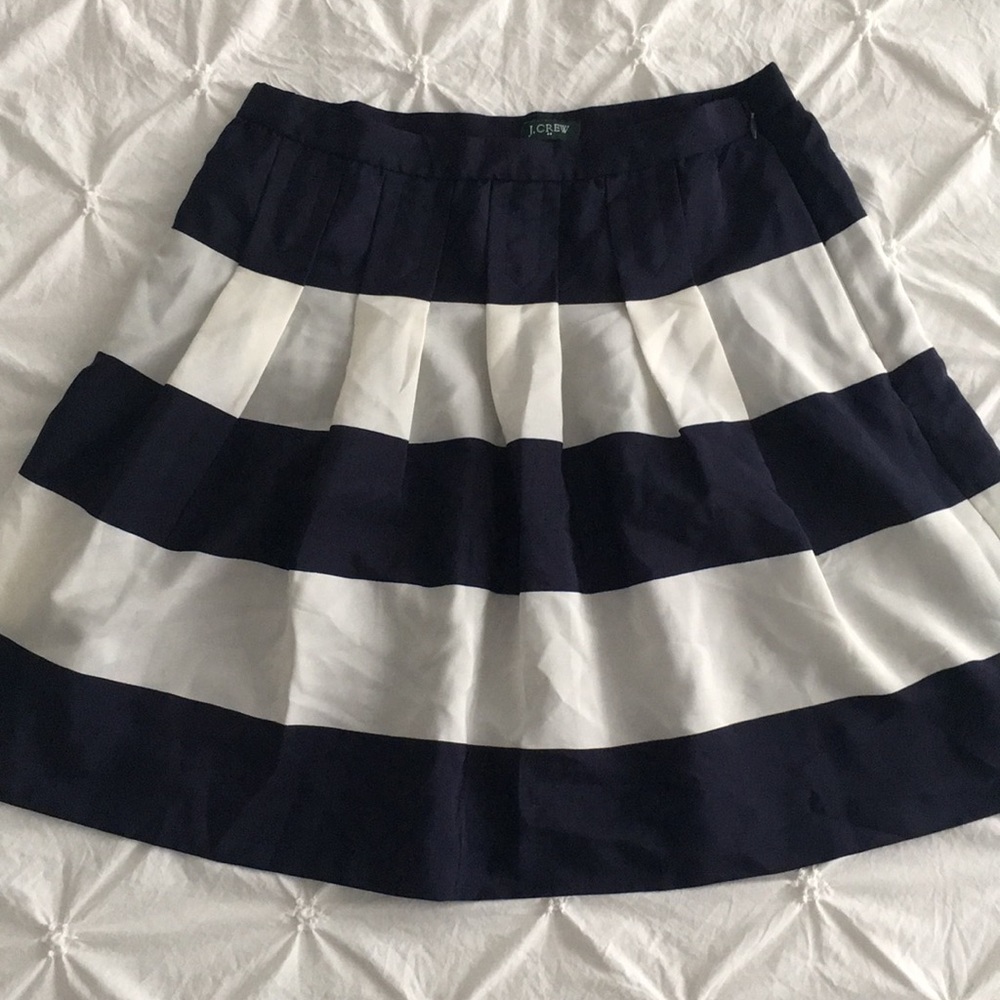 J Crew Navy Blue and White Striped Skirt